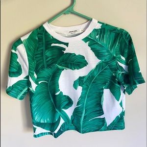 Tropical leaf crop top!!